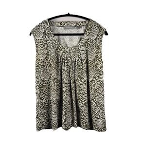 Liz Claiborne Women's Large Cheetah Scoop Neck Sleeveless Blouse Boho Office